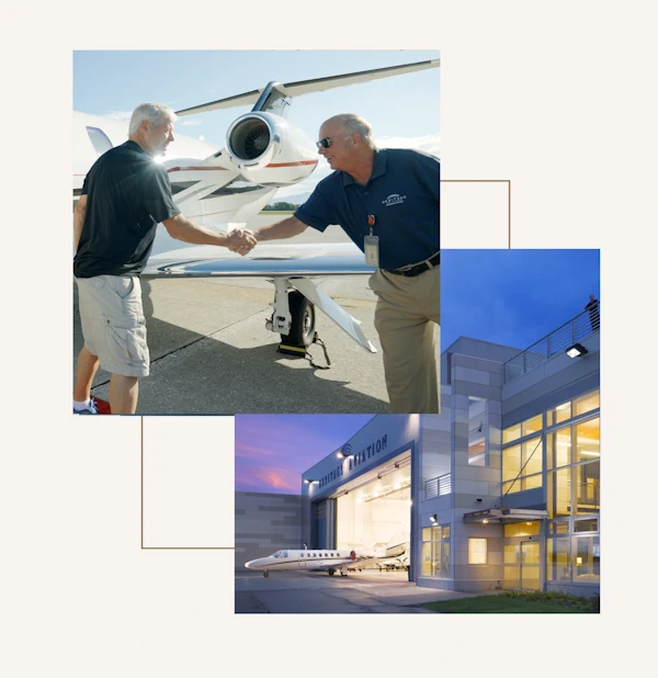 heritage aviation MRO and FBO VT two men shaking hands